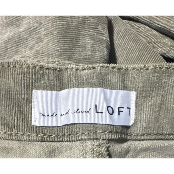 Loft Womens Olive Green Corduroy Pants With Zipper Ankle Details Size 30 - Picture 6 of 8